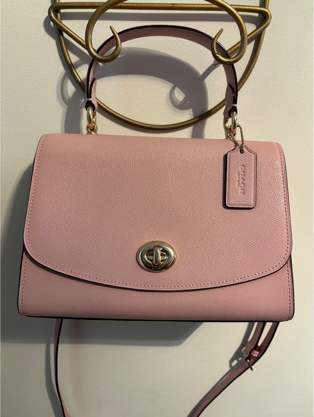 Coach Blush Pink Leather Turnlock Top-Handle Shoulder Bag